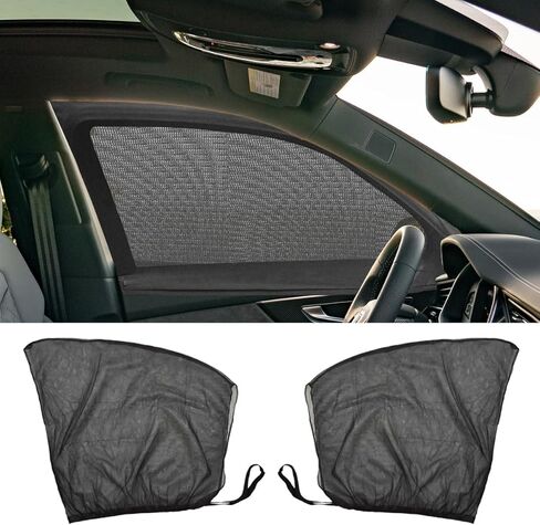 2PCS Car Window Shades, Stretch Mesh Sunshade Cover Block UV Rays for Front Windows, Breathable Car Window Screen for Baby, Heat, Bugs & Privacy Protection for SUVs Camping (Front Windows/SUV) in Kuwait
