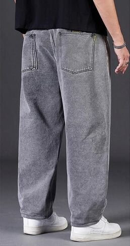 Mens Baggy Jeans Relaxed Fit Straight Wide Leg Long Denim Pants Casual Work Hip Hop Jeans Trousers Y2k in Kuwait