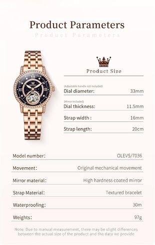OLEVS Automatic Womens Watches Mechanical Diamond Skeleton Luxury Dress Stainless Steel Silver/Rose Gold Waterproof Luminous Ladies Wrist Watches Gift Set in Saudi Arabia