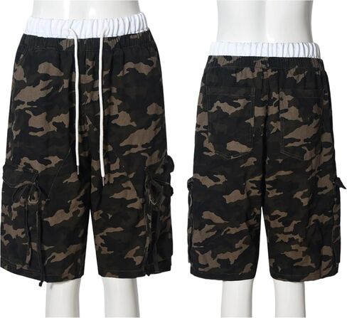 Unybwonn Women Camo Shorts Wide Leg Camouflage Cargo Long Shorts Army Fatigue Plus Size Y2k Bermuda Jorts with Pockets in Kuwait