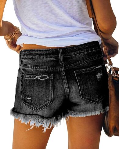 Women’s Ripped Mid Rise Denim Shorts Stretchy Casual Raw Hem Summer hot Jean Shorts in Saudi Arabia