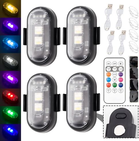 2PCS LED LED LED مصابيح القوية مع التحكم عن بعد ، مقاوم للماء USB Charing 8 ألوان مصابيح LED مصغرة ، مصابيح LED عالية السطوع المضادة للبقع للسيارة ، الطائرات بدون طيار ، شاحنة ، السيارات والدراجة ، المغناطيسية in Kuwait