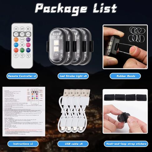2PCS LED LED LED مصابيح القوية مع التحكم عن بعد ، مقاوم للماء USB Charing 8 ألوان مصابيح LED مصغرة ، مصابيح LED عالية السطوع المضادة للبقع للسيارة ، الطائرات بدون طيار ، شاحنة ، السيارات والدراجة ، المغناطيسية in Kuwait
