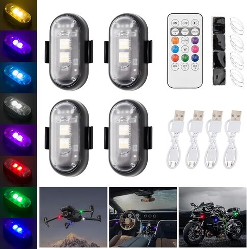 2PCS LED LED LED مصابيح القوية مع التحكم عن بعد ، مقاوم للماء USB Charing 8 ألوان مصابيح LED مصغرة ، مصابيح LED عالية السطوع المضادة للبقع للسيارة ، الطائرات بدون طيار ، شاحنة ، السيارات والدراجة ، المغناطيسية in Kuwait