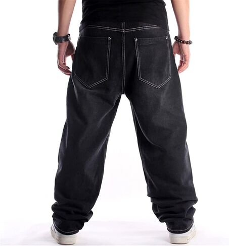 LUOBANIU Men's Black Baggy Jeans Hip Hop Loose fit 90s Vintage Cargo Denim Fashion Dance Skater Skateboard Pants in Saudi Arabia