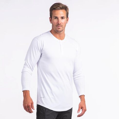 قميص رجال Henley Long Sleve Drop ، وإغلاق 3 أسرّة ، وأكمام طويلة ، وقميص غير رسمي in Kuwait