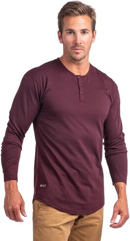 قميص رجال Henley Long Sleve Drop ، وإغلاق 3 أسرّة ، وأكمام طويلة ، وقميص غير رسمي in Kuwait