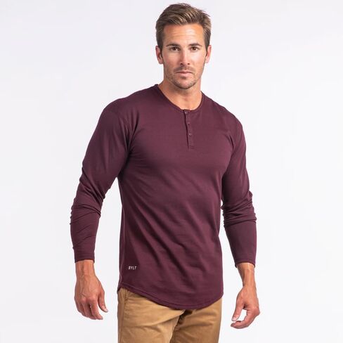 قميص رجال Henley Long Sleve Drop ، وإغلاق 3 أسرّة ، وأكمام طويلة ، وقميص غير رسمي in Kuwait