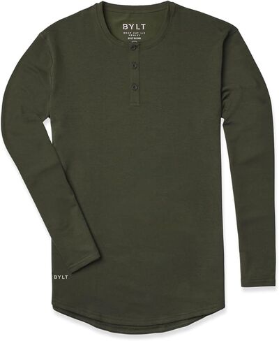قميص رجال Henley Long Sleve Drop ، وإغلاق 3 أسرّة ، وأكمام طويلة ، وقميص غير رسمي in Kuwait