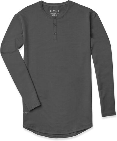 قميص رجال Henley Long Sleve Drop ، وإغلاق 3 أسرّة ، وأكمام طويلة ، وقميص غير رسمي in Kuwait