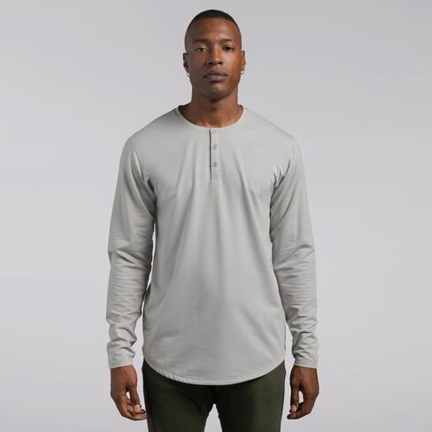 قميص رجال Henley Long Sleve Drop ، وإغلاق 3 أسرّة ، وأكمام طويلة ، وقميص غير رسمي in Kuwait