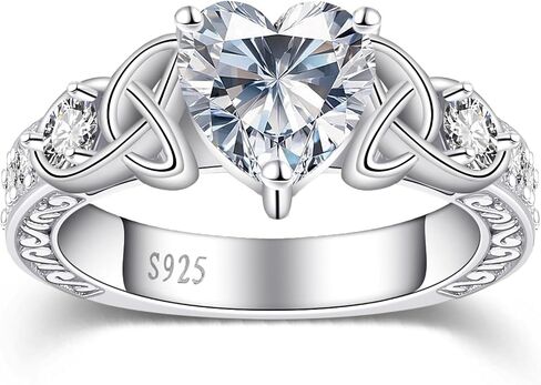 2ct moissanite خواتم الخطوبة للنساء d color VVS1 14K Gold Plated S925 Sterling Silver Celtic Womens Heart Promise Breath Breaks الذكرى الذكر in Kuwait