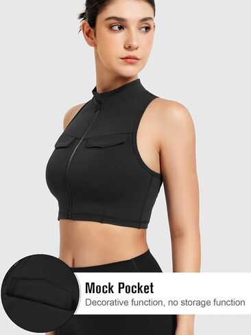 Yeoreo Coreflex Women Zipper Tank Top Racerback Mock Pocket Pitted Collar Olcyless Crip Top Summer Fitness Gym Vest in Kuwait