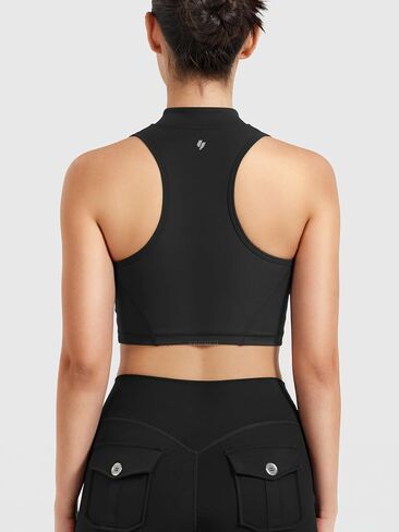 Yeoreo Coreflex Women Zipper Tank Top Racerback Mock Pocket Pitted Collar Olcyless Crip Top Summer Fitness Gym Vest in Kuwait