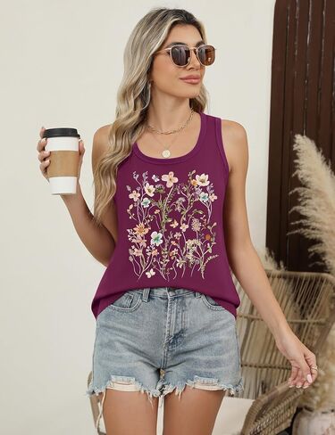 Lomon Womens Tank Tops Round Neck Graphic T قمصان فضفاضة تناسب قمم الصيف بلا أكمام غير رسمية in Kuwait