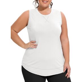 COOTRY Plus Size Workout Tank Tops for Women Sleeveless Yoga Athletic Gym Running Shirts