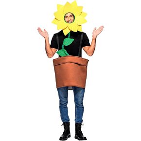 EraSpooky Adult Flower Pot Costume Halloween Funny Sunflower Fancy Dress for Men Women