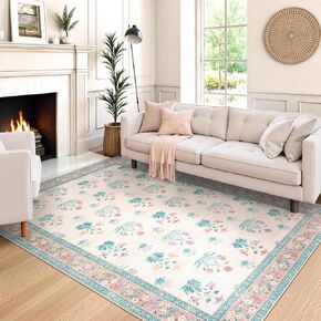 Anidaroel Easy Jute Floral Rug 2x3, Off White Woven Green Boho Rugs for Entryway Ultra-Thin Washable Indoor Outdoor Farmhouse Small Area Rugs, Non Slip Indoor Door Mat for Entryway Kitchen