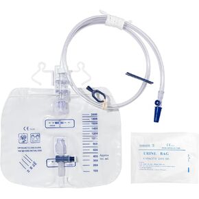 2000mL Catheter Bags for Men and Women 3 Pack Professional Urinary Drainage Bags with Enhanced Anti-Reflux Drip Chamber, 48" Thickened Drainage Tube, Adjustable Clips & Hanging Hook