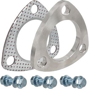 3 Inch 3 Bolt Exhaust Flange and Gasket,Stainless Steel Exhaust Flange Connection Set with Flange Bolts and Nuts(76mm)