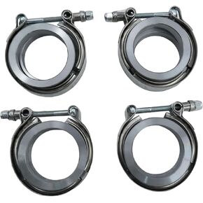 4PCS 2" V Band Clamp Kit with Male Female Flange for Turbo, Exhaust, and Downpipes, Compatible with 2 Inch V-Band Systems Automotive Exhaust Flange