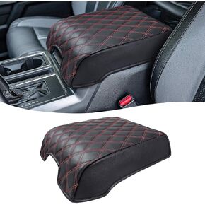 غطاء ذراع CBH Auto Center Center Cover for 2015-2020 Ford F150 ، 2017-2022 F250 /F350 /F450 ، 2018-2024 Expedition ، مقعد دلو فقط ، مضاد للدخل ، غرزة حمراء أسود (ليس لسنوات أخرى)