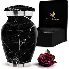 Keepsake urns for Human Ashes Adult Female - Small Urns for Ashes for Women & Men - Handcrafted Mini Memorial Urns - Honor Your Loved One with Funeral Cremation Urn (Black, Small)