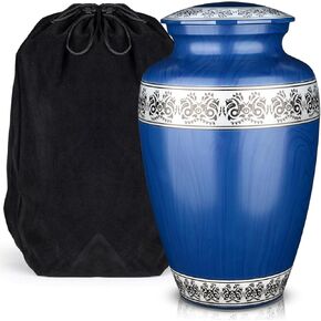 الجرار للرماد البشري البالغين أو الإناث ، الجرار المزخرفة مع القاع غير القابل للانزلاق والحقيبة المخملية جنازة الجنازة والجرائم التذكارية للحرق الرماد البشري - زهرة