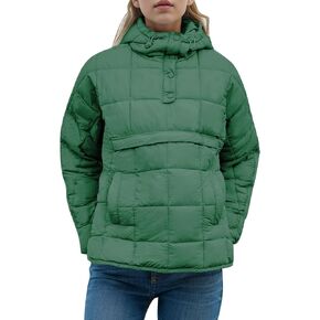 Flygo Womens Oversized Puffer Jacket Packable Quilted Pullover Jackets Hoodies Lightweight Padded Down Coat