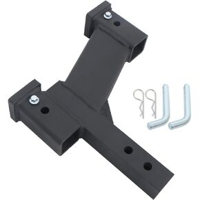 2 inch Receiver Adjustable Trailer Dual Hitch Extension 2 inch Riser and 10 inch Drop 2 inch Solid Shank 10000 LBS Capacity with Pin Clip Matte Black Powder Coated
