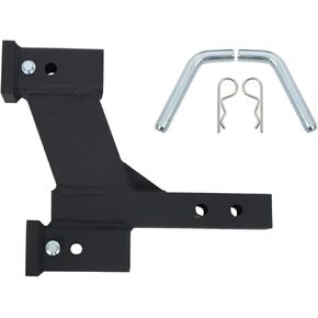 2 inch Receiver Adjustable Trailer Dual Hitch Extension 2 inch Riser and 8 inch Drop 2 inch Solid Shank 10000 LBS Capacity with Pin Clip Matte Black Powder Coated