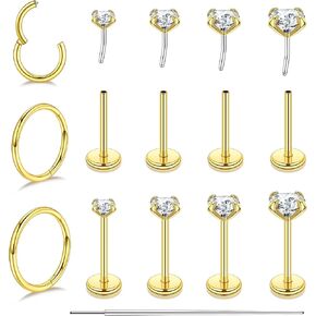 Nose Rings Studs for Women Lip Rings Piercing Jewelry Labret Threadless Nose Stud Surgical Steel Helix Tragus Flat Back Earrings