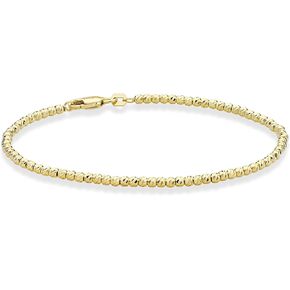 Miabella 925 Sterling Silver or 18K Gold Plated Diamond-Cut 2.5mm Round Bead Ball Chain Anklet Ankle Bracelet for Women, Made in Italy