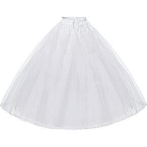Wowbridal Women Fetticless Petticoats 8 طبقات تول كرينولين أسفل الزفاف لباس ثوب الكرة الأبيض