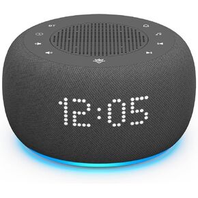 Buffbee Pro 2nd Gen - تمت ترقيته إلى بطارية قابلة للشحن | آلة صوت الضوضاء البيضاء المحمولة 3 في 1 ، جهاز إنذار ومكبر صوت بلوتوث للنوم والسفر وغرفة النوم (أسود)