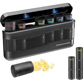 KingPavonini Weekly Pill Organizer 2/3 Times a Day（DIY Connection）, Travel Pill Box 7 Day, Am Pm Medicine Pill Case, Large Pill Container for Vitamin, Fish Oil Medicine Organizer