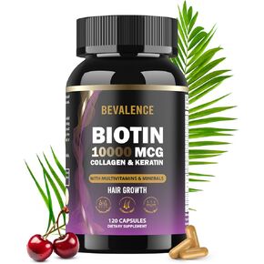 Biotin 10,000MCG Hair Growth Support for Women & Men with Collagen & Keratin – Hair, Skin & Nails Vitamins with Multivitamins & Minerals – 120 Capsules (2-Month Supply)