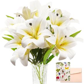 SNAIL GARDEN 11Heads Artifical Lily Flowers,Long Stem Faux Flowers with Buds,Tiger Lily Artificial Flowers for Home Hotel Flower Arrangement Party Decor