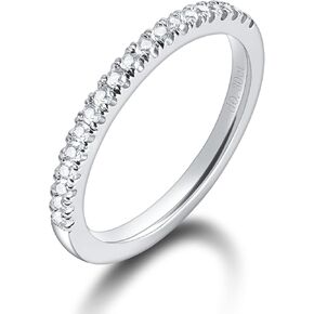 Moissanite Wedding Band Ring for Women S925 Sterling Silver Stackable Band Thin Eternity Wedding Anniversary Rings for Her Size 4-11