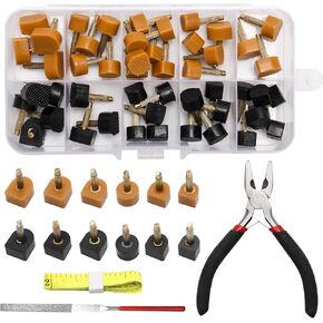 24 Pairs 6 Size High Heel Replacement Tips Kit with Upgrade Heel Caps Remove Pliers, Storage Box and Tape Measure, U-Shaped and Round Heel Tips Caps Suitable for All Kinds of High Heels