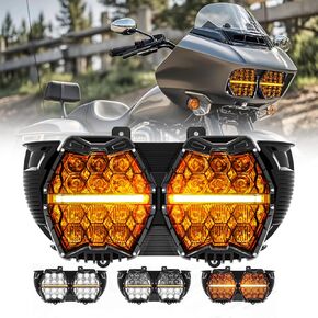240W دراجات نارية عالية الطاقة عالية المصباح LED شعاع منخفض منخفض مع DRL E24 رئيس الإسقاط رأس متوافق مع ROAD GLIDE 2015-2023