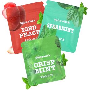 Boderi Plant Based Mint Minty Cores, 3 Packs, to Help Break Bad Habits Naturally, 9 Cores Total, Double Mint, Spearmint, Peach