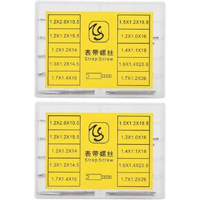 Watch Band Screws Replacement, Stainless Steel 2 Boxes Replacement Kit, 10 Sizes Watch Spring Bars, Watch Band Pins Replacement Kit for Watch Repairing 50Pcs / Box