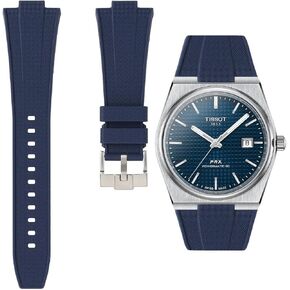 Tissot PRX PowerMatic 80 Silicone Rubber Presection Watch Straps - مجموعات مراقبة متوافقة لـ Tissot PRS Automatic ، Quartz ، Chronograph 40mm - Size 12mm - للرجال والنساء - الإفراج السريع (Navy Blue ، 12 مم)