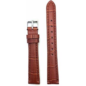 14mm Honey Brown Alligator Square Crocodile Grained Genuine Leather Watchband | Lightly Padded, Replacement Watchstrap that brings New Life to Any Watch (Womens Standard Length)