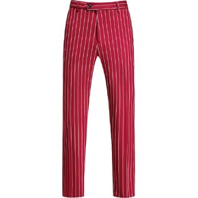 MOGU Men’s Striped Slim Fit Dress Pants – Adjustable Elastic Waist Pinstripe Suit Trousers, Business Casual Slacks