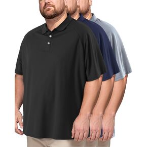 Taiyin 3 Pack Men's Big and Tall Golf Shirt Quick-Dry Performance Short Sleeve Lightweight Athletic Summer Clothing