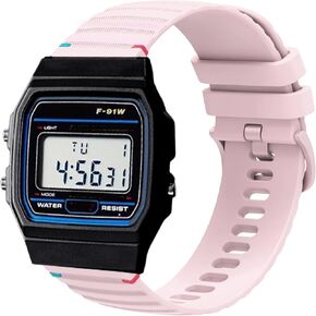 F-91W Watch Band, Lamshaw 18mm, 22mm Quick Release Breathable Silicone Replacemet Band Straps Compatible for Casio W-217H, W-218H, W-219H, F-91W, A158WA, A168WA, A700W-1, A700WM-9, A100WE-1, A100WEPC-1, MDV106-1AV / MTP-VD01 Watch