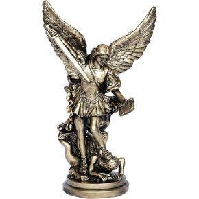 12.2in St Michael Archangel Statue San Miguel Arcangel Statue Saint Michael Defeating Satan Michael Angel Statue Collection Figurines st. Michael Bronze Sculpture Archangel Michael Statue
