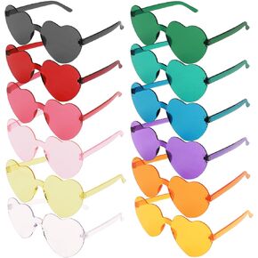 نظارة شمسية القلب 12 PCS نظارات على شكل قلب للنساء الفتيات لطيفات طفحة مضحكة الحفلات إكسسوارات عيد ميلاد هدايا